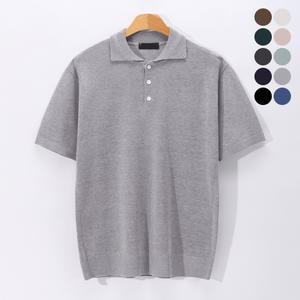 시원한 여름니트 캐시라이크 카라넥 반팔티 OMKT-5501