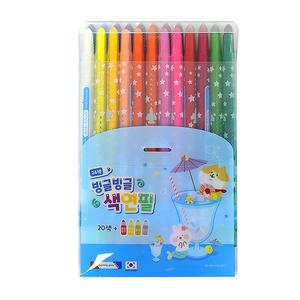 모닝글로리 24색 빙글빙글 색연필  블루