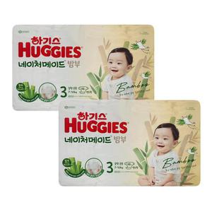 2024 하기스 네이처메이드 밤부 밴드형 기저귀 중형 3단계 남여공용 48p X 2팩
