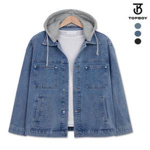 [탑보이][탑보이] 워싱 오버핏 후드 탈부착 데님자켓 (KD013)