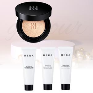 헤라 블랙 쿠션 17N1 아이보리 본품 15g+헤라 리프레싱 클렌징 폼 150g (50g 3개) 구성 세트