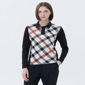 닥스 골프 여성 24SS [스테디셀러]베이직체크스트레치 긴팔폴로티셔츠 (BLACK) WNTS4A901BK