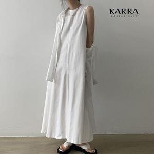 KARRA 린넨터치슬리브리스롱원피스A3F0975