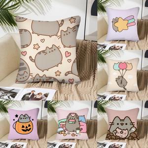 귀여운 고양이 Pusheen 소녀 스타일 베개 케이스 광장 침실 자동차 쿠션 홈 거실 레저 인테리어 컴포트 소파 40X40