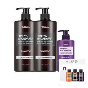 쿤달 네이처 샴푸 베이비파우더향 1058ml, 2개 +  트리트먼트 베이비파우더향 500ml ,1 개 + 증정(샴푸  화이트머스크,100ml +바디워시 화이트머스크,100ml+ 트리트먼트 화이트머스크,100ml +쇼핑백 각1개  총(4개))