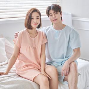 (제이지몰)커플 시어서커 체크 엠보 여름 반팔 잠옷세트