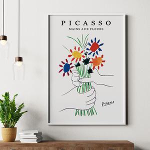 피카소 꽃 드로잉 컬러 그림 포스터 인테리어 액자