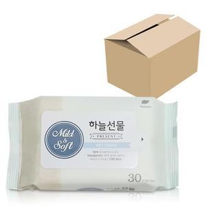 하늘선물 물티슈 휴대형30매 x1박스 50개 국산 휴대형물티슈 물티슈30매 여행용물티슈 국산물티슈