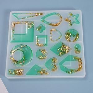 레진아트몰드 DIY 귀걸이 펜던트 금형 크리스탈 에폭시 수지 주조 실리콘 수제 공예 장식 보석 만들기 도구