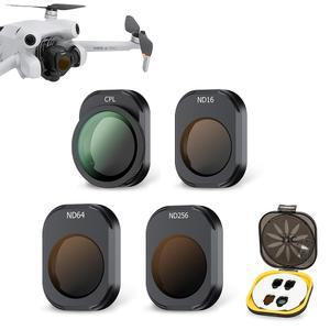 JJC 미니 4 프로 ND 필터 키트, 4팩(ND16 ND64 ND256 CPL) 편광자 중립 밀도 필터, DJI 드론 렌즈 액세서리, 13 멀티 코팅 레이어 및 알루미늄 프레임과 호환됨
