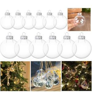 6Pcs 6/8cm 투명 크리스마스 공 펜 던 트 장식 홈 나무 사탕 선물 채울 수있는 Bauble 새 해