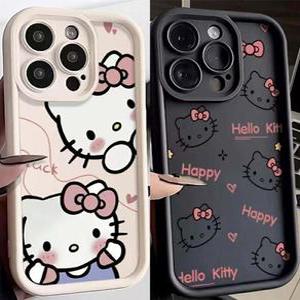 Sanrio Ins 헬로 키티 전화 케이스 갤럭시 A55 A35 A34 5G A54 A32 A14 A13 S24 Ultra S22 Note 20 커버 Funda