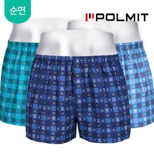 스퀘어체크 순면 남성 트렁크 사각 팬티세트 95~120