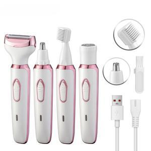 4 In 1 개인 전기 비키니 면도기 바디 제모 제모기 무통 트리머 여성용 여름용 뷰티 선물 키트