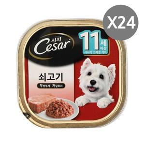 강아지 쇠고기 습식 캔 시저 노견 시니어 100g 24P