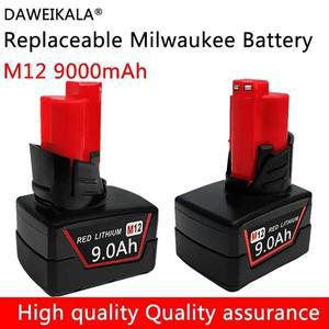 호환 밀워키 M12 XC 무선 도구용 12V 9000mAh 충전식 배터리 48-11-2402 48-11-2411 48-11-2401 MIL-12A-L