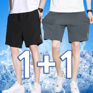 1+1 쿨 반바지 5부 밴딩팬츠 쿨링 스판 남성 냉장고반바지 트레이닝바지