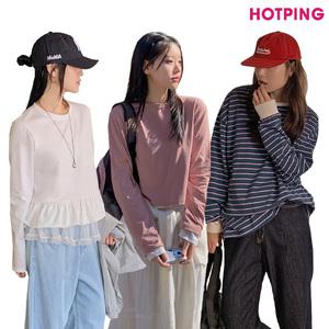 [핫핑] 44~110/봄 신상&베스트/티셔츠/긴팔/반팔/나시/슬리브리스/레이어드/라운드넥/