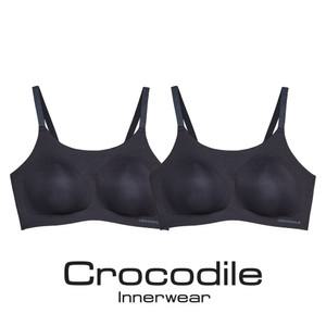 [크로커다일] 감탄브라 라이크라 인견쉘론 스트랩 패드일체형 브라 2종 블랙 CDWBR4N2