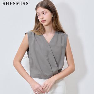 [쉬즈미스(SHESMISS)] 품격있는 랩 슬리브리스 블라우스 (택가격: 168000원)