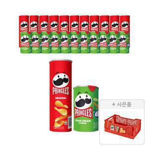 프링글스 오리지날 110g, 12개 + 양파맛 53g,12개 + 증정 ( 폴딩박스세트,1개 )