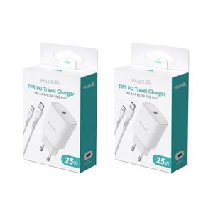 2개세트 밸류엠 가정용 25W PD 3.0 PPS 초고속 분리형 충전기 C to C 1.2m 25W 케이블