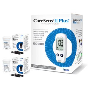 케어센스2 플러스 혈당측정기+혈당시험지 110매+채혈침100개+알콜솜100매 당뇨 측정 소모성 재료