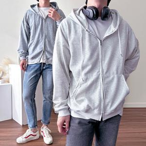 남녀공용 기획 무지 투웨이 얇은 면 교복 학생 후드집업