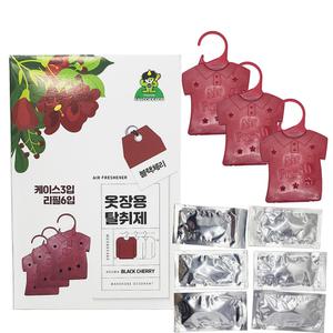 옷장용 탈취제 블렉체리 케이스3p 리필6p 방향제 냄새 제거제 방향제