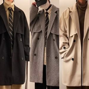 남성 겨울 오버핏 베이직 심플 데일리 울코트
