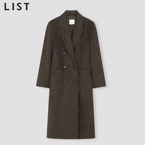 [리스트(LIST)] 울 피크트 라펠 롱 핸드메이드 코트 (택가격:508000원)