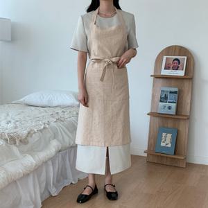 킹리치 린넨 면 모던 원피스 앞치마