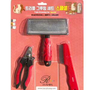 리케이 트리플 그루밍 세트 스페셜자루눈썹빗 캣브러시 털정리러쉬 고양이 고양이용 애완용 정리 슬리커 발