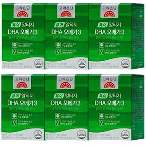 고려은단 퓨어 알티지 DHA 오메가3 751mg 60캡슐, 6개
