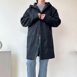 옷자락 남자 울후드 가을겨울 모직미디 코트