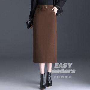 여성 치마 여자 패션 하이웨스트 가을 모직 힙스커트 오피스룩 스커트 일자 겨울 미디엄 롱 기장 ES4