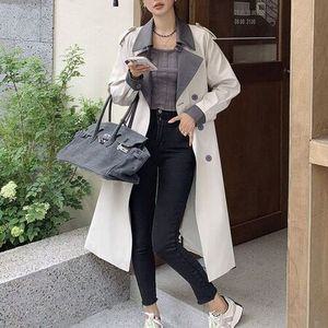 여성코트 가을 트렌치코트 롱 루즈핏 빅사이즈 무드 빈티지 헨리코트 OP3 dom3