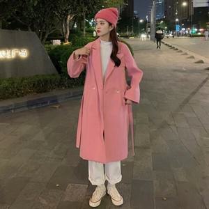[하프클럽/에퀴르]에퀴르 여성 가을 겨울 모직 오버핏 벨티드 카라 데일리 롱 코트