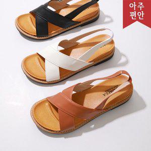[호박슈즈]4cm 국내생산 넓은볼 엑스 우레탄창 슬링백 샌들 빅사이즈  112521