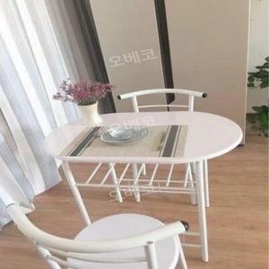 베란다테이블세트 2인용식탁 반타원 작은 심플 세라믹 포세린