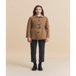 헤지스 여성 23FW [스테디셀러]베이지 스트랩 울캐시미어혼방 하프코트 WSCO3D001I2