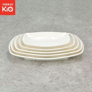 KJ멜라민 사각타원 2호 업소용 민자 반찬 접시 그릇