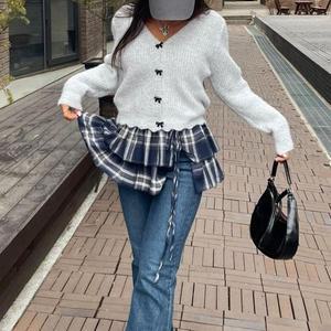 레이어드 랩스커트 페이크 발레코어 티어드 체크치마
