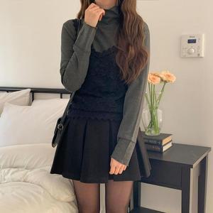 여자 겨울 심플 기모 폴라티 뷔스티에 세트
