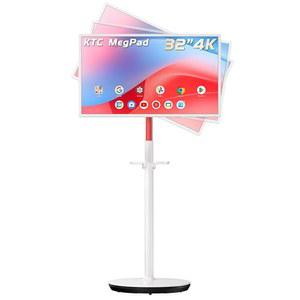 KTC 32인치 MEGPAD 4K 터치스크린 스마트 휴대용 TV(안드로이드 13 구글 EDLA 인증, 휠에 9500MAH 내장 배터리 모바일 TV 모니터, 무선 리모컨, 8+128GB 옥타코어 CPU 포함)