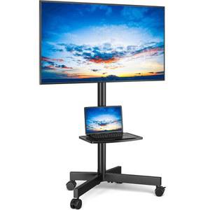 23 60인치 LCD LED 평면 곡면 스크린 TV용 RIFIVER 모바일 TV 카트, 최대 88파운드, 높이 조절 가능한 선반 롤링 플로어 스탠드, 이동식 휴대용 스탠드로 바퀴 포함, VESA 400X400MM