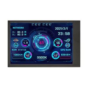 FLYLIN 3.5인치 IPS USB 미니 화면, CPU 하드웨어 온도 모니터 타입 C 서브 컴퓨터 케이스용 AIDA64 PC 디스플레이 화면