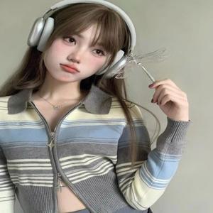 카라 카디건 레더 가을 아우터 단추 HX 겨울 스트라이프