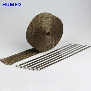 1.5mm*25mm*15m 스테인레스 넥타이가 있는 오토바이 유리 섬유 열 실드 테이프용 배기 랩 롤