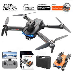 전문가용 드론 브러시리스 쿼드콥터 접이식 회피 카메라 모터 FPV 장애물 HD E99S 와이파이 RC 4K 헬리콥터